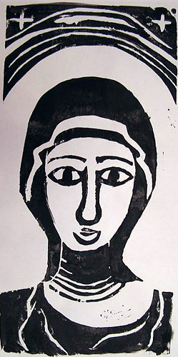 Я. Кулагина. Святая. Ксилография